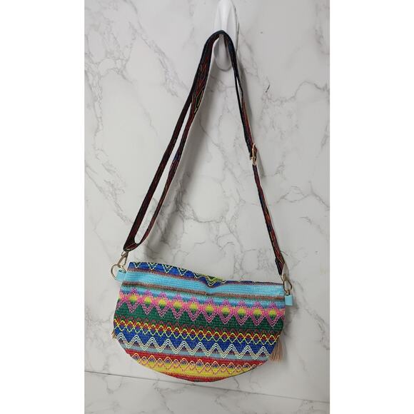Boho Bag with Tassles & Adjustable Shoulder Strap - NEW - Picture 2 of 4